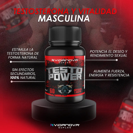 Testo Power · Maca Negra, Tribulus y Ginseng · 60 Cápsulas
