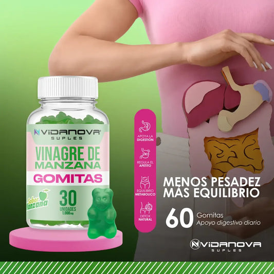 Vinagre de Manzana 1000mg en Gomitas · 30 Porciones · Sin Acidez