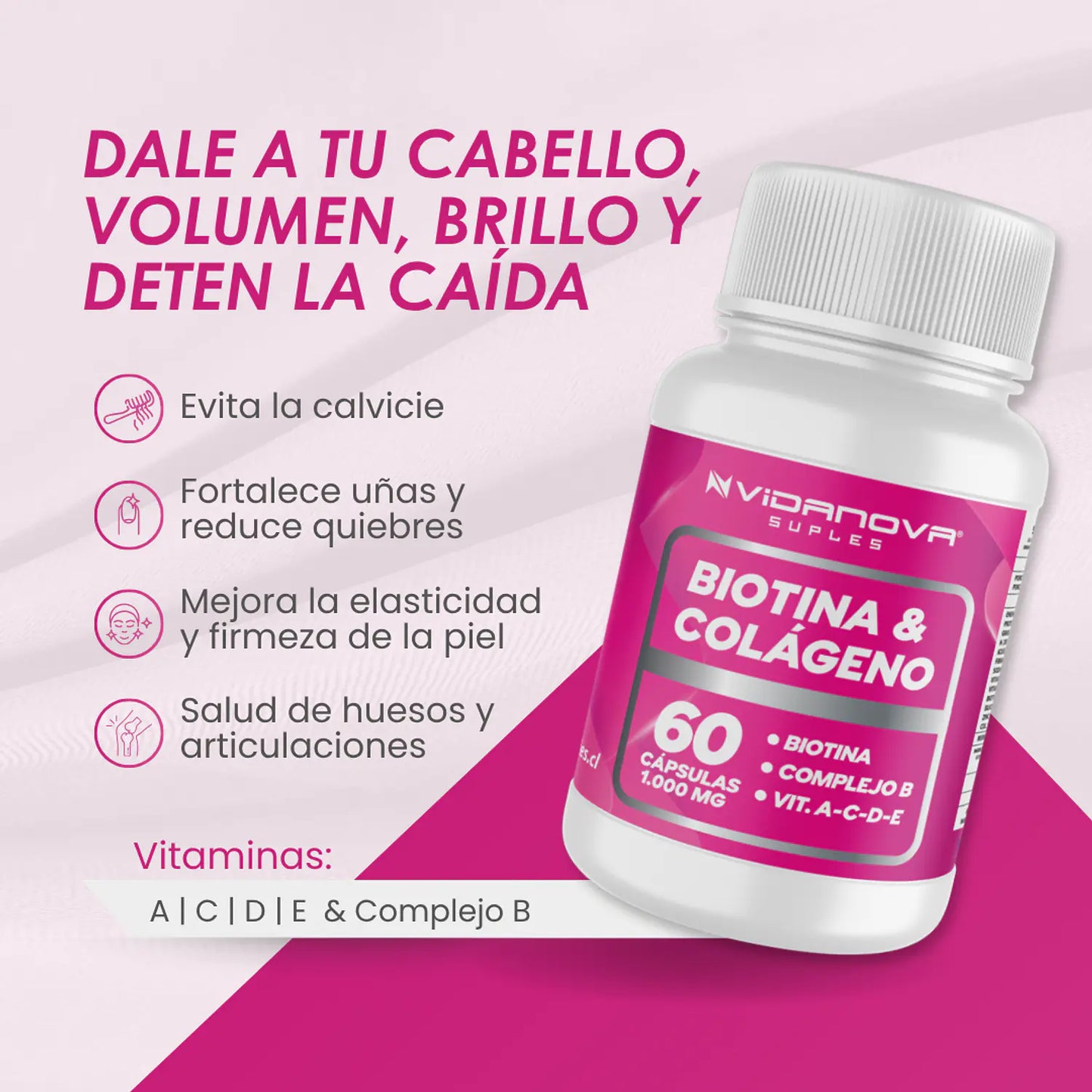 Biotina 5000ug + Colágeno Hidrolizado · 60 Cápsulas
