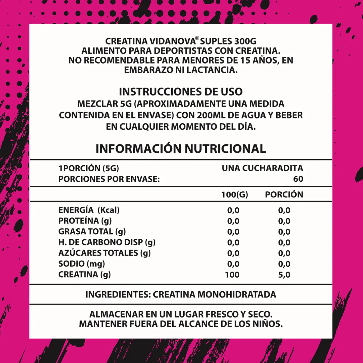 Creatina Monohidratada Micronizada Woman · 300g · 60 Porciones · Sin Aditivos