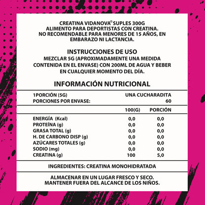 Creatina Monohidratada Micronizada Woman · 300g · 60 Porciones · Sin Aditivos