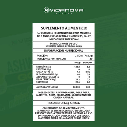 Ashwagandha 800mg en Gomitas · 60 Unidades · Sin Azúcar