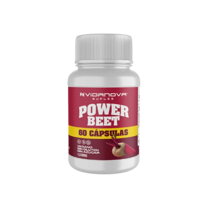 Power Beet · Betarraga 1000mg · 60 Cápsulas · Sin Estimulantes