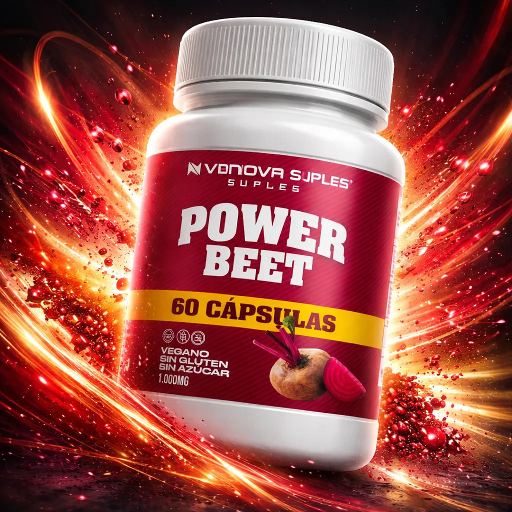 Power Beet · Betarraga 1000mg · 60 Cápsulas · Sin Estimulantes