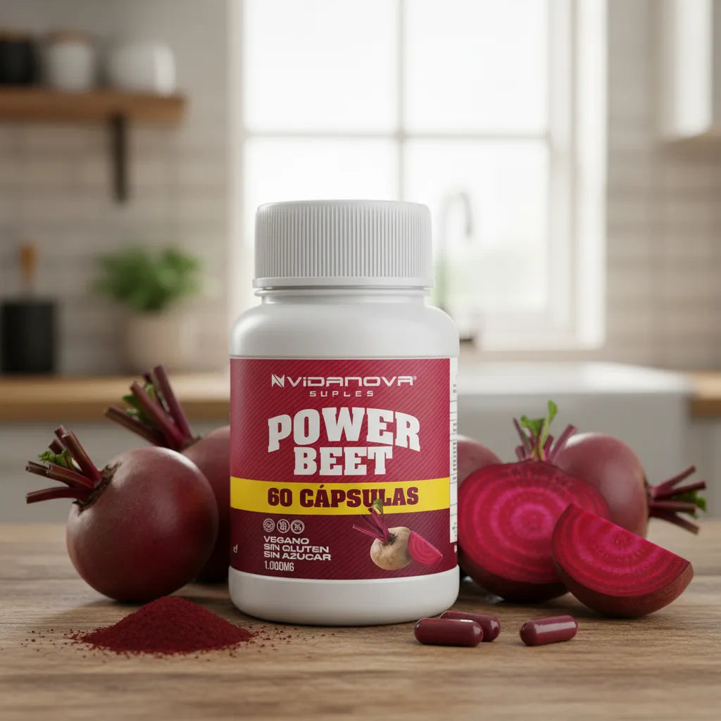 Power Beet · Betarraga 1000mg · 60 Cápsulas · Sin Estimulantes